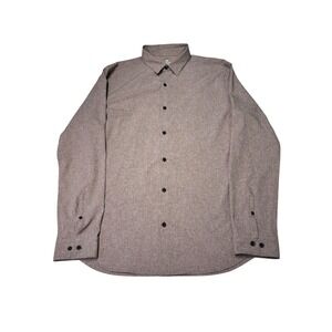 01 ALGO Mens L Tall Performance Quick Dry Stretch Button Down Shirt Potting Soil